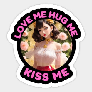 Anime Girl Love Me Beautiful Woman Anime Cosplay Sticker